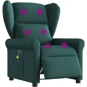 vidaXL Fauteuil de massage électrique Vert foncé Tissu