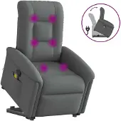 vidaXL Fauteuil de massage avec releveur Tissu gris foncé