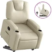 vidaXL Fauteuil relax avec releveur Crème Similicuir