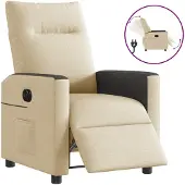 vidaXL Fauteuil relax électrique Crème Tissu