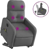 vidaXL Fauteuil de massage avec releveur Tissu gris foncé