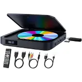URGOODS Mini lecteur DVD avec HDMI - 1080P Full HD - Connexion HDMI, RCA et AUX
