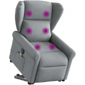 vidaXL Fauteuil de massage électrique avec releveur Tissu gris clair