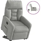 vidaXL Fauteuil relax Releveur électrique Gris clair Tissu microfibre