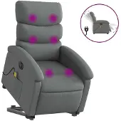 vidaXL Fauteuil de massage électrique avec releveur Tissu gris foncé