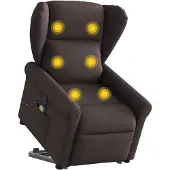 vidaXL Fauteuil de massage électrique avec releveur Tissu marron foncé