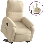 vidaXL Fauteuil relax avec releveur Crème Tissu microfibre