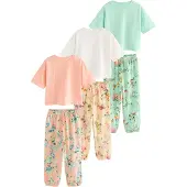 Next Pyjama vert clair / orange / blanc cassé
