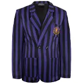Cinereplicas Wednesday Nevermore Academy Black Striped Blazer Jacket Suit Violet L