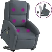 vidaXL Fauteuil de massage avec releveur gris foncé velours