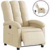 vidaXL Fauteuil relax électrique Crème Tissu