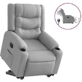vidaXL Fauteuil relax avec releveur électrique Gris clair Tissu