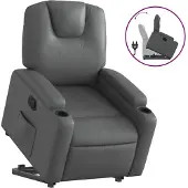 vidaXL Fauteuil relax avec releveur Gris Similicuir