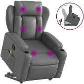 vidaXL Fauteuil de massage avec releveur Gris Similicuir