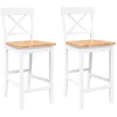 vidaXL Tabouret de bar 2 pcs. Blanc Bois massif Hévéa