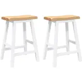 vidaXL Tabourets de bar (lot de 2) en bois massif blanc et caoutchouc
