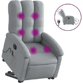 vidaXL Fauteuil de massage électrique avec releveur Tissu gris clair