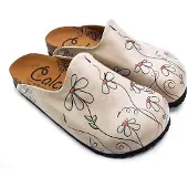 Goby Sabots 'Women shoes -Calceo mules with daisies CAL1410' blanc cassé
