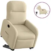 vidaXL Fauteuil relax avec releveur électrique Crème Tissu