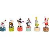 Small Foot Présentoir de figurines de Noël en bois - Lot de 12 figurines dansantes d'hiver