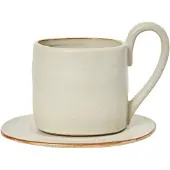 Ferm Living Flow Tasse avec Soucoupe Off-white Speckle