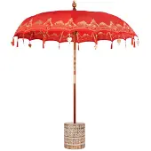 vidaXL Parasol balinais avec socle Rouge 215 x 215 x 260 cm