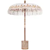 vidaXL Parasol balinais Crème 180-190 cm Coton et bois massif
