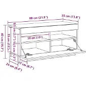 vidaXL Armoire TV avec lampes LED chêne fumé 80x35x40 cm