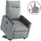 vidaXL Fauteuil relax releveur gris clair Tissu