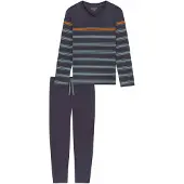 Schiesser Pyjama long bleu foncé / graphite