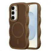 Selencia Coque arrière Wavy avec MagSafe pour Samsung Galaxy S25 / S24 - Mocha Brown
