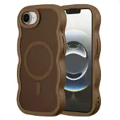 Selencia Coque arrière Wavy avec MagSafe pour Apple iPhone 17e / 16e - Mocha Brown