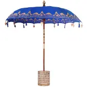 vidaXL Parasol balinais avec socle Bleu 215 x 215 x 260 cm