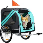 PawHut Remorque pour vélo pour animaux de compagnie, remorque pour chiens, protection contre la pluie, tissu Oxford, vert