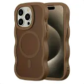 Selencia Coque arrière Wavy avec MagSafe pour Apple iPhone 15 Pro - Mocha Brown
