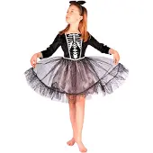 Den Goda Fen Déguisement - Robe squelette et Bandeau - Noir - - 6-8 ans (116-128) - Accessoire de Coiffure