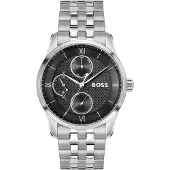 BOSS Montre avec cadran noir et bracelet à maillons