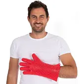 Hygostar Gant en silicone "HEATBLOCKER", rouge, longueur : 350 mm, Gant + mitaine de cuisine, Rouge