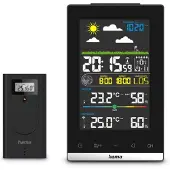Hama Station météo "Jamaika", avec capteur extérieur, radio, réveil, climat intérieur, noir