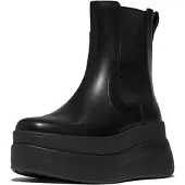FitFlop F-mode Stack Leather Chelsea Booties Noir EU 38 Femme