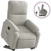 vidaXL Fauteuil relax avec releveur Gris clair Tissu microfibre