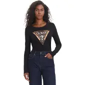 GUESS Leo Triangle Long Sleeve T-shirt Noir 2XL Femme