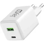 Jaym , Adaptateur secteur compact GaN 30W USB-C PD + 18W USB-A QuickCharge, blanc