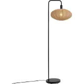 QAZQA Lampadaire Japandi noir avec abat-jour marron en tissu - Bida