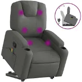 vidaXL Fauteuil de massage avec releveur Tissu gris foncé