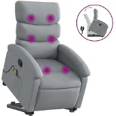 vidaXL Fauteuil de massage avec releveur Gris clair Tissu
