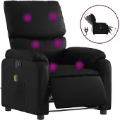 vidaXL Fauteuil de massage électrique noir similicuir
