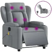 vidaXL Fauteuil de massage électrique Tissu gris clair