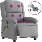 vidaXL Fauteuil de massage électrique Tissu gris clair