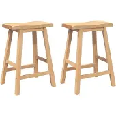 vidaXL Tabouret de bar 2 pcs. bois massif naturel arbre à caoutchouc